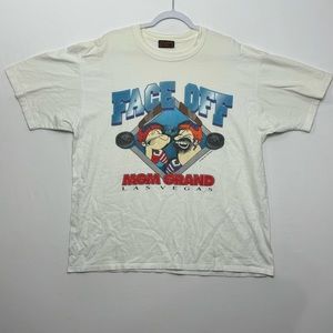 Vintage 1995 MGM Grand Las Vegas Popeye & Bluto Hockey Faceoff Tee Men’s XL